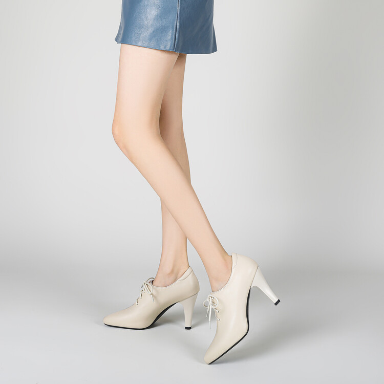 Minimalist High Heel Pointed Toe Lace-Up Pumps - Image 4