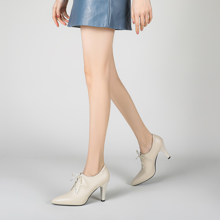 Minimalist High Heel Pointed Toe Lace-Up Pumps - Image 5