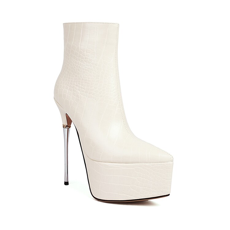 Women's Pointed Toe Stiletto Heel Ankle Boots with Metal Chain Decoration - Image 5