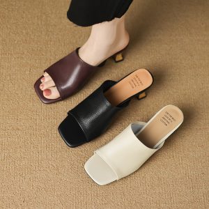 Women's Square Toe Block Heel Sandals - Summer 2025
