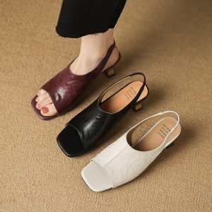 Women's High Heel Block Sandals Square Toe Open Toe Summer 2025