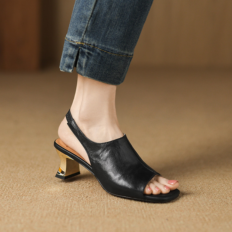 Women's High Heel Block Sandals Square Toe Open Toe Summer 2025 - Image 3