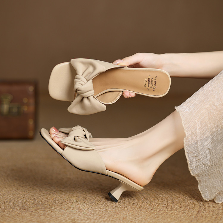 Women's High Heel Open Toe Sandals Summer 2025 Sheepskin - Image 3
