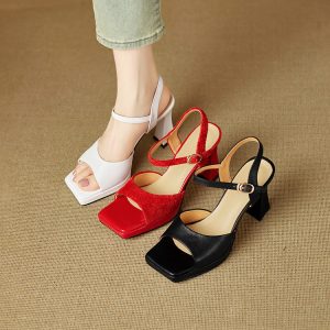 Women's Open Toe Chunky High Heel Sandals Summer 2025 - Style k.html