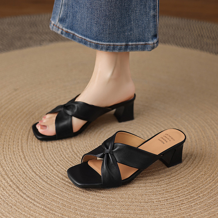 Women's One-Strap Slides with Chunky Heel - Style a.html - Image 3