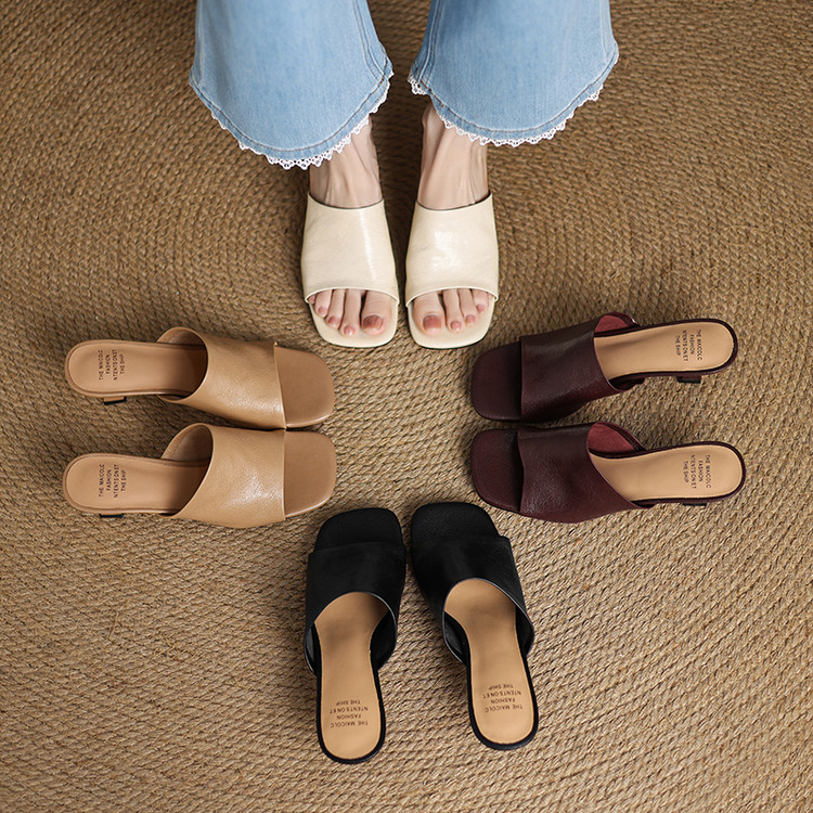 Women's One-Strap Stiletto Slides in Sheepskin - Image 5