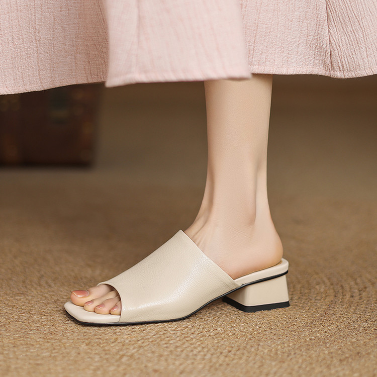 Women's One-Strap Slides with Chunky Heel and Pigskin Lining - Style g.html - Image 5