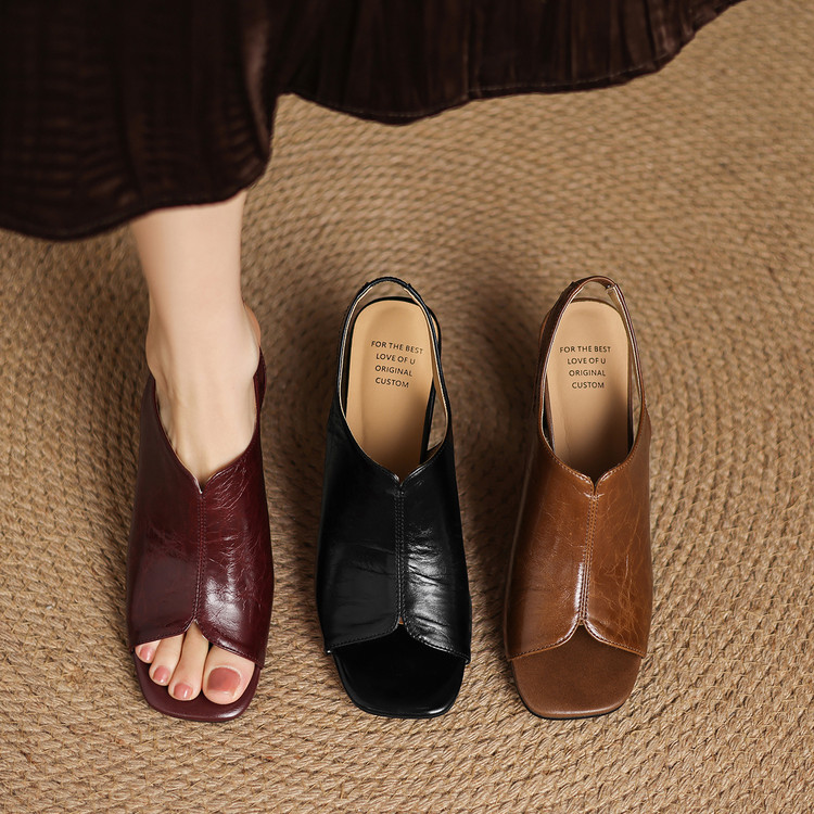 Women's One-Strap Slides with Chunky Heel - Style c.html - Image 3