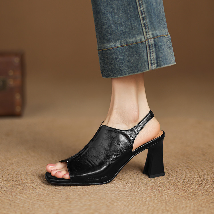 Women's One-Strap Slides with Chunky Heel - Style c.html - Image 4
