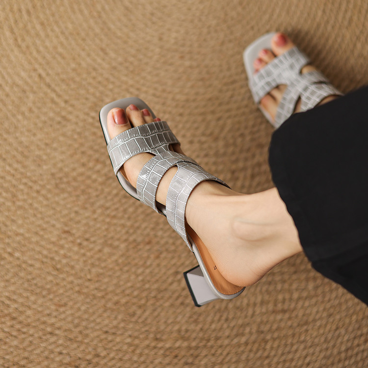 Women's One-Strap Slides with Chunky Heel and TPR Sole - Style o.html - Image 5