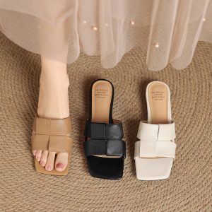 Women's One-Strap Slides with Chunky Heel and TPR Sole - Style s.html