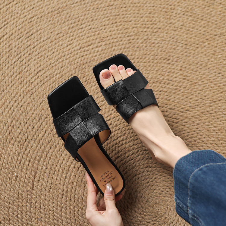 Women's One-Strap Slides with Chunky Heel and TPR Sole - Style s.html - Image 5